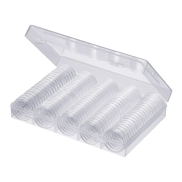 Foam Cushions with Clear Plastic Storage Organizer Box for Coin Collection Supplies 17//20//25//27//30 mm 100 Pieces 30mm Coin Holder Coin Capsules and 100Pcs 5 Sizes